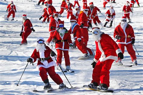 Skiing Santas Hit The Slopes New York Post