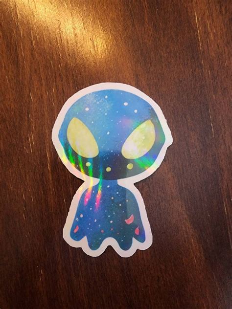 Holographic Psychedelic Alien Sticker Etsy