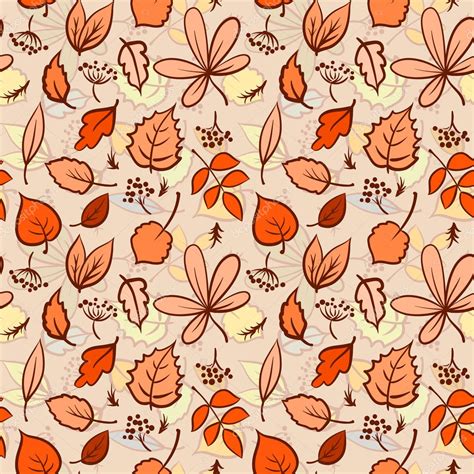 Seamless Autumn Leaves Texture Pattern Vector Background — Stock