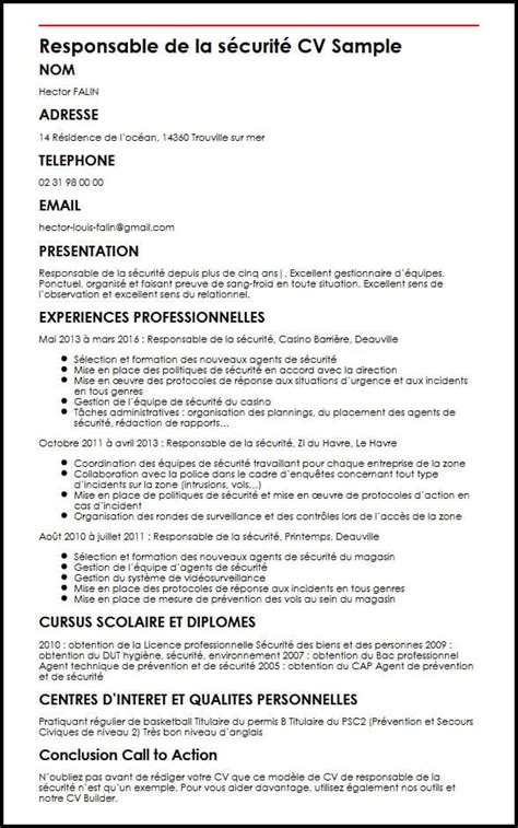 Exemple CV de responsable sécurité et modèles  monCVParfait