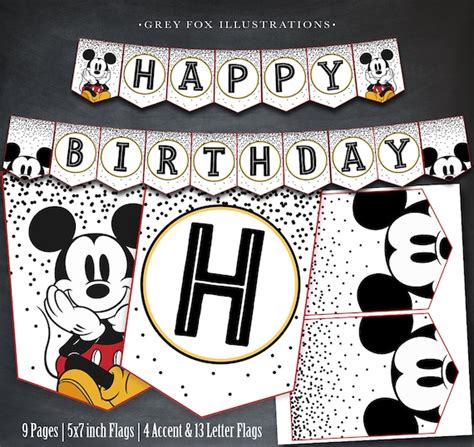 Mickey Mouse Banner Mickey Mouse Happy Birthday Banner Etsy