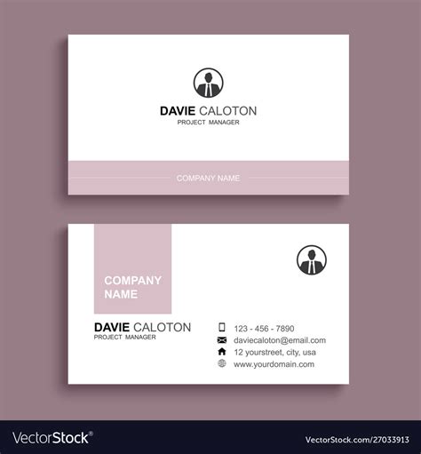 Minimal Business Card Print Template Design Vector Image