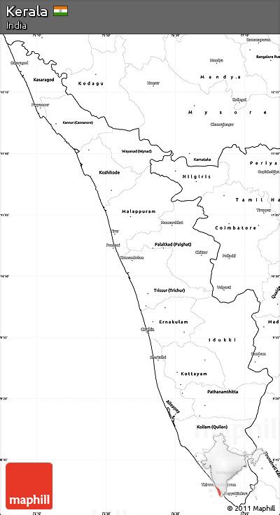Kerala india districts cities and towns population statistics. Free Blank Simple Map of Kerala