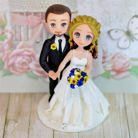 Bride And Groom Figurine Fully Personalized Wedding Cake Topper