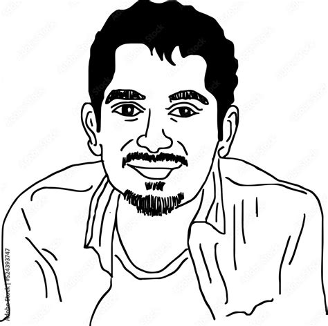 Indian Man Face Cartoon Drawing Indian Man Face Line Art Vector