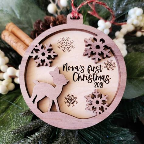 Personalized Babys First Christmas Wood Ornament 1st Etsy Canada