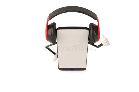 Cartoon Character Of Smartphone And Headphone3d Illustration Stock