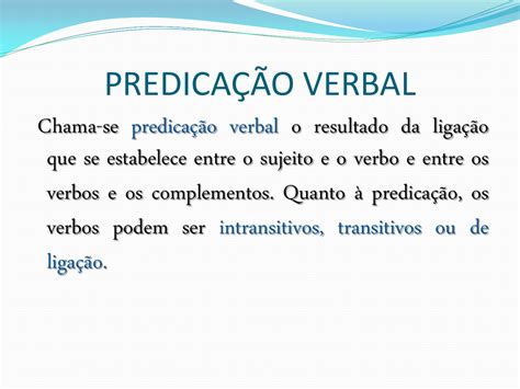 PredicaÇÃo Verbal