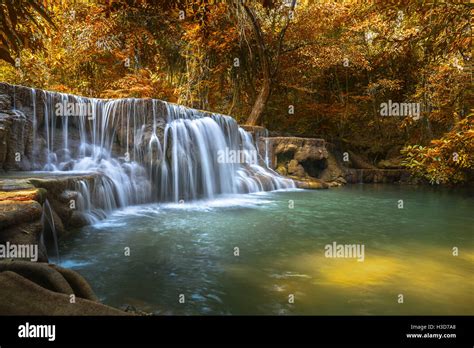 Deep Forest Waterfall In Kanchanaburi Thailand Stock Photo Alamy