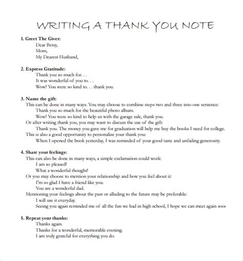 Free 8 Sample Writing Thank You Note Templates In Pdf