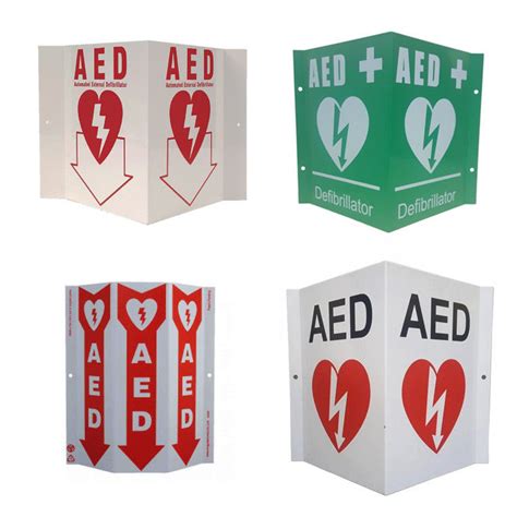 Custom Aed Wall Sign For First Aid Station Plastic Metal Type Optional