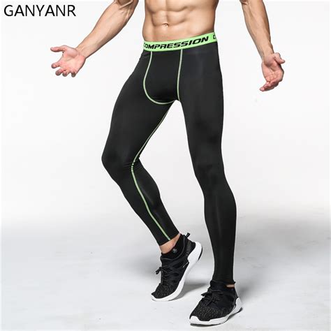 ganyanr running tights men sport yoga basketball fitness legging gym compression pants athletic