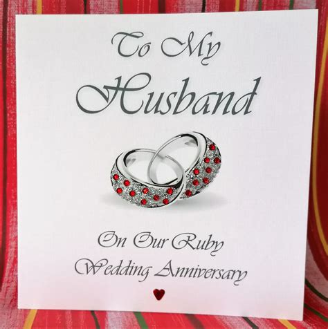 Ruby Wedding Anniversary Card To My Husband Etsy Uk