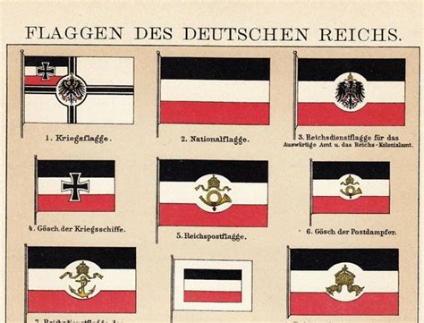 1908 Edwardian Flags Print German Flags By Twocatsantiqueprints