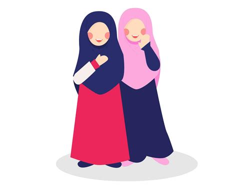Cute Hijab Girl Friendship Illustration 34047526 Vector Art At Vecteezy