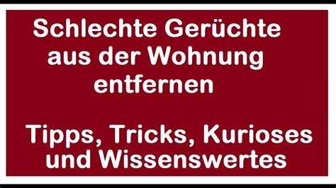 Jetzt sind gut 2 wochen vergangen und mittlerweile wohne ich auch schon hier. Schlechte Gerüche - Unangenehmen Geruch vertreiben - Wenn ...