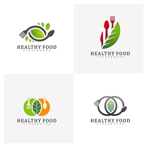 Conjunto De Plantilla De Dise O De Logotipo De Alimentos Saludables