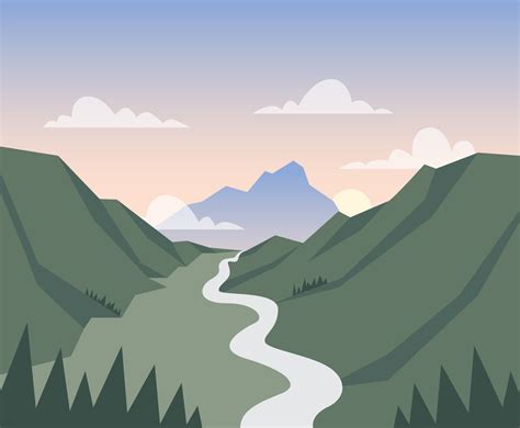 Valley Lanscape Illustration Vector Art And Graphics