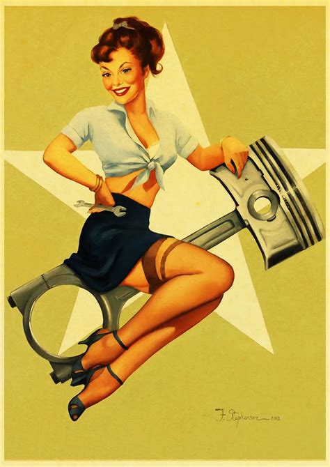 World War Ii Sexy Pin Up Girl Retro Poster Kraft Paper Printed Painting Sexy Lady Art Poster