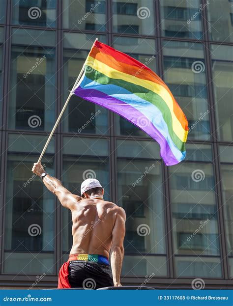 Man Holding Rainbow Flag Editorial Stock Photo Image Of City 33117608