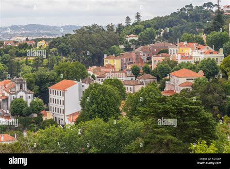 Old Buildings And Vegetation In Sintra Village Portugal Stock Photo
