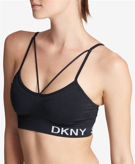 Dkny Sport Strappy Low Impact Sports Bra Color Black Msrp 39