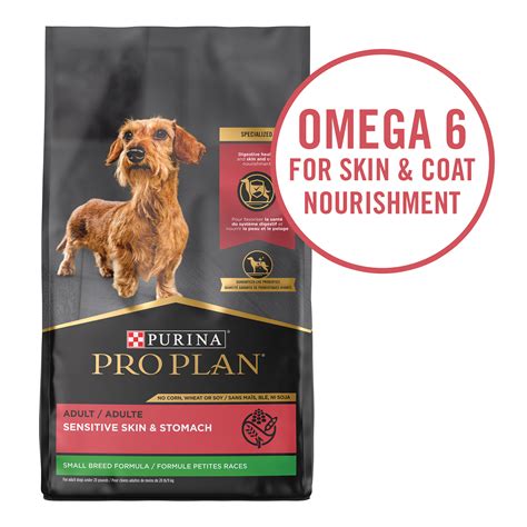 This product is available in both small and large breed formulas. Purina Pro Plan High Protein, Sensitive Skin & Stomach ...