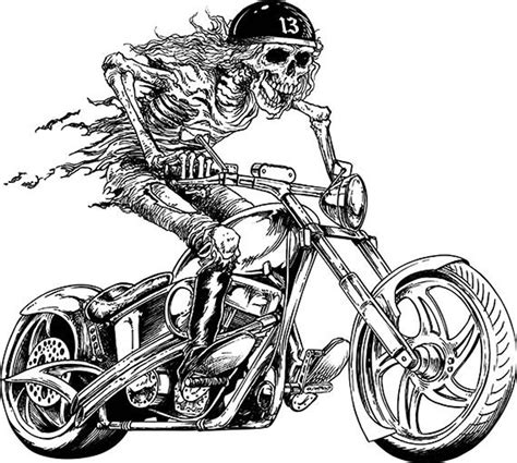 Biker Motorcycle Chopper Skull Skeleton Harley Davidson Etsy Harley