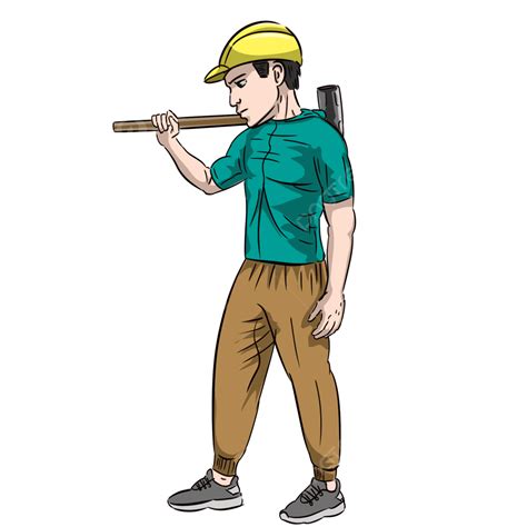 construction worker cartoon clipart hd png cartoon characters of construction workers wielding