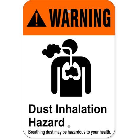 Warning Dust Inhalation Hazard Health Aluminum Sign 12 X 18 HC Brands