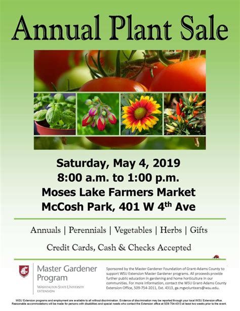 Master Gardener Annual Plant Sale And Raffle Grant County