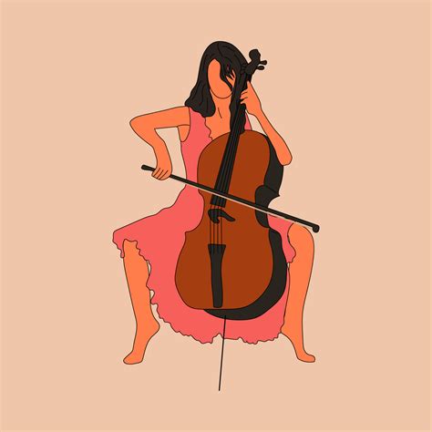 The Girl Plays The Cello Young Woman Cello 16006079 Vector Art At