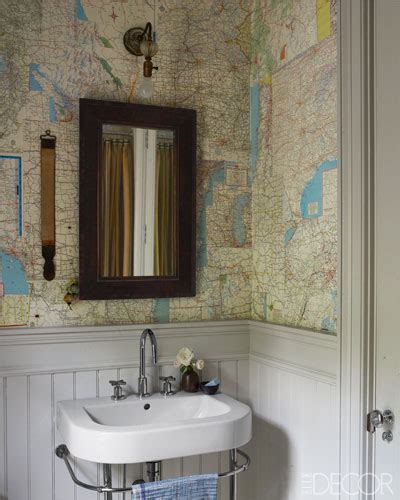 Maybe you would like to learn more about one of these? Map Wallpaper - Cottage - bathroom - Farrow & Ball Cornforth White - Elle Decor