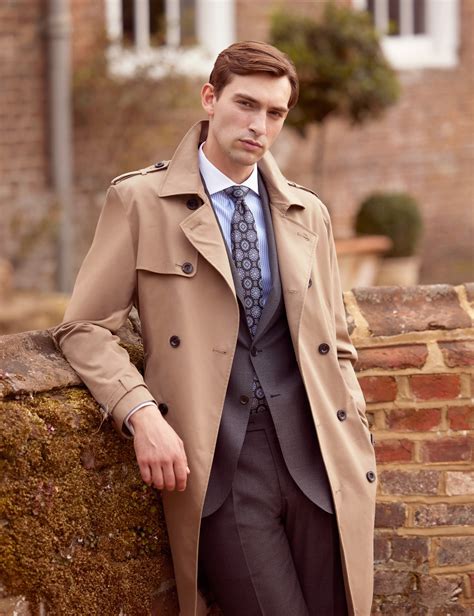 Mens Khaki Trench Coat Hawes And Curtis