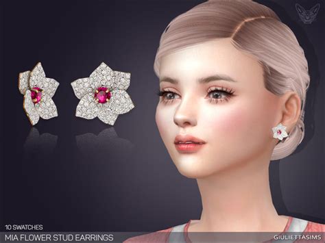 The Sims Resource Mia Flower Stud Earrings