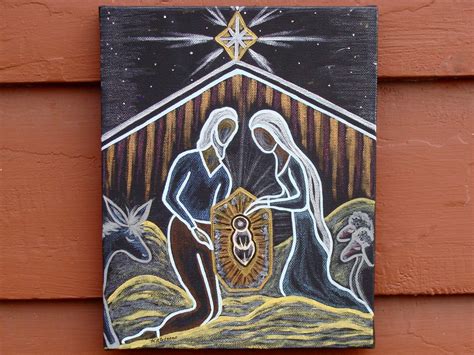 Holy Night Christmas Nativity Scene Original Abstract Acrylic Etsy