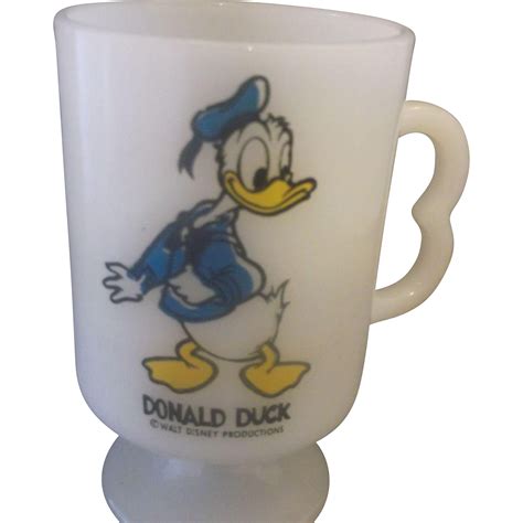 Donald Duck Milk Glass Pedestal Mug Disney Federal Glass Irish Coffee Mugs Milk Glass Glass