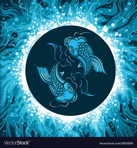 Zodiac Sign Of Pisces In Water Circle Royalty Free Vector