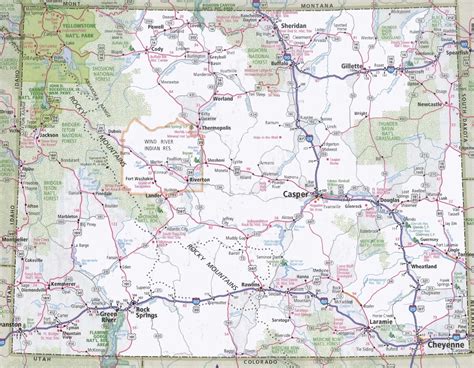 Wyoming State Road Map Glossy Poster Picture Photo Banner City Etsy