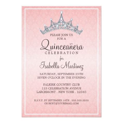 glam tiara quinceanera celebration invitation zazzlecom quinceanera invitations