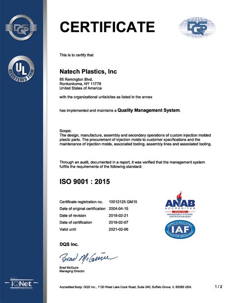 Iso 9001 Certificate 2018 2021page1 Natech Plastics