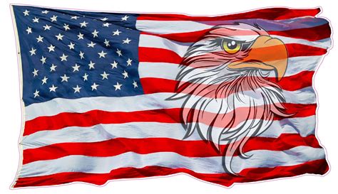 Waving American Flag Eagle Head Decal Sticker