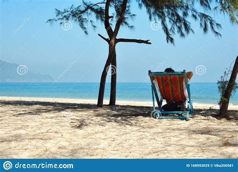 Relax At Sea One Chaise Lounge On The Beach Paradise Sunny Day