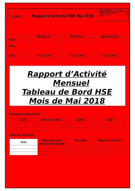 Exemple De Rapport De Travail Journalier Word Automasites