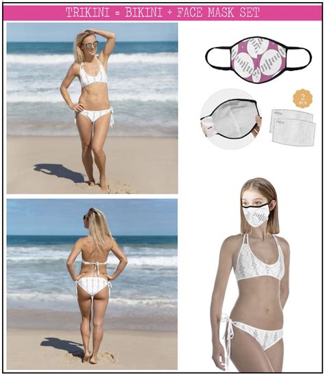 Personalized Custom Trikini Matching Sporty Bikini Face Mask Set W 2