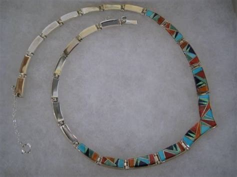 Turqoise Inlaid Necklace Designed By Calvin Begay For Sale In Denver