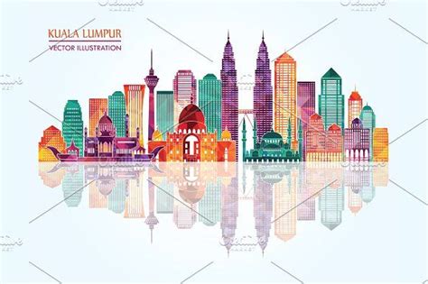 Kuala Lumpur Skyline Vector Illustration Skyline Drawing Kuala Lumpur