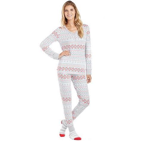 women s cuddl duds pajamas winter wonderland 3 piece sleep henley pajama set with cuddl duds