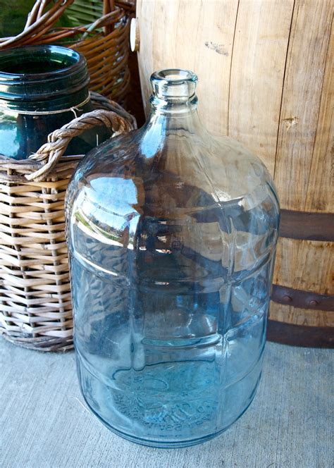 Large Vintage Carboy5 Gallon Light Blue Glass Water Jug Etsy