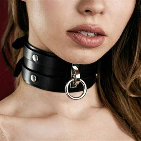 Women Pu Leather Harness Metal O Ring Choker Collar Fetish Neck Strap Belt Slave Ebay